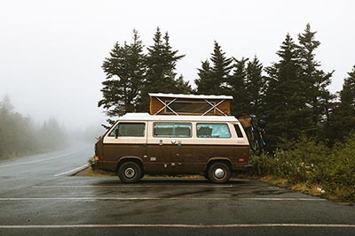 vintage van camping